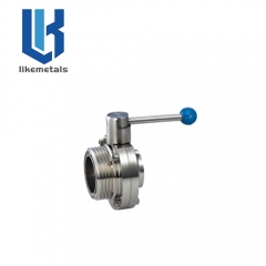 Single weld thread butterfly valve